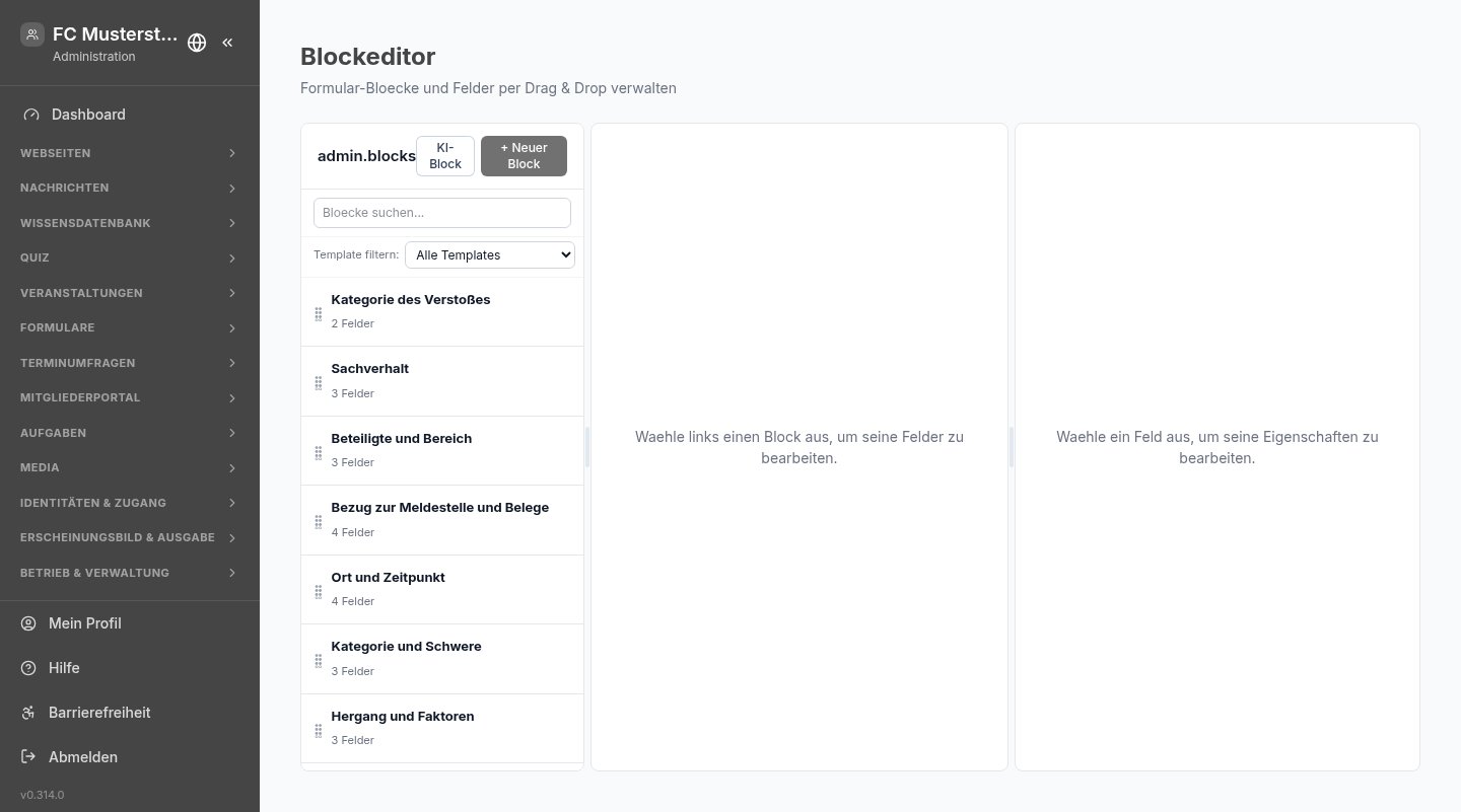 Block-Editor – FC Musterstadt