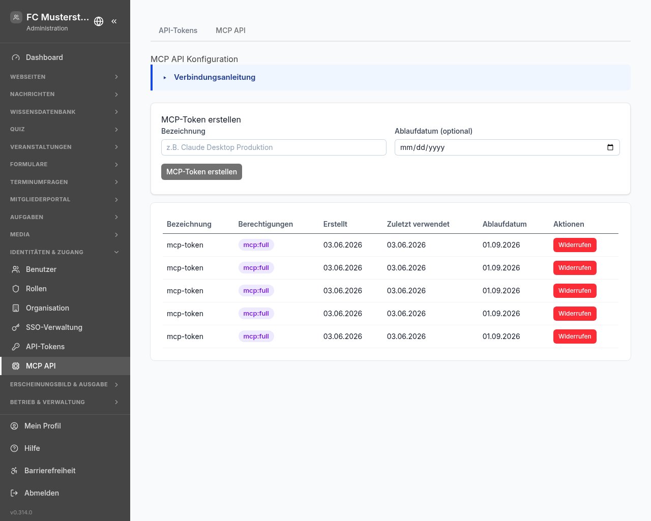 MCP API – FC Musterstadt