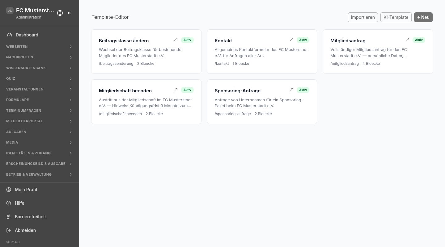 Template-Editor – FC Musterstadt